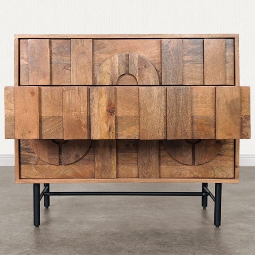 Anrichte mit 3 Schubladen aus massivem Mangoholz 85 cm - Flow