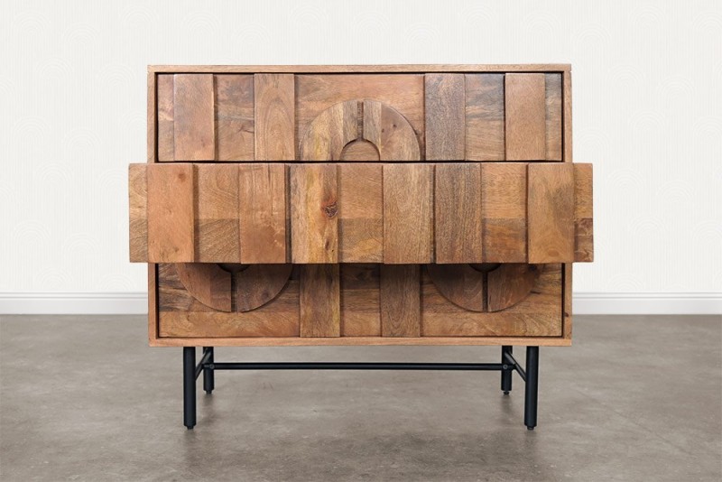 Anrichte mit 3 Schubladen aus massivem Mangoholz 85 cm - Flow