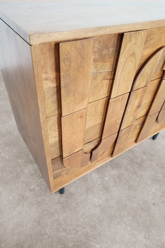 Anrichte mit 3 Schubladen aus massivem Mangoholz 85 cm - Flow