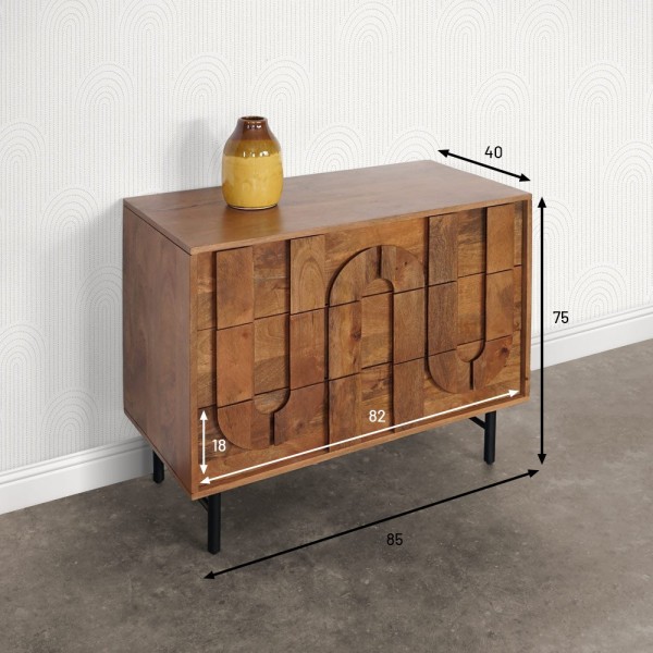 Anrichte mit 3 Schubladen aus massivem Mangoholz 85 cm - Flow