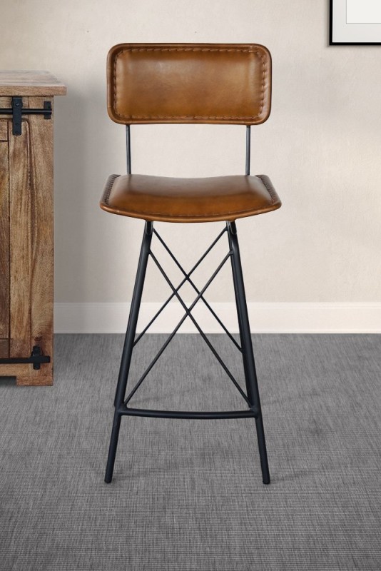 Barstuhl aus braunem Leder DESIGN