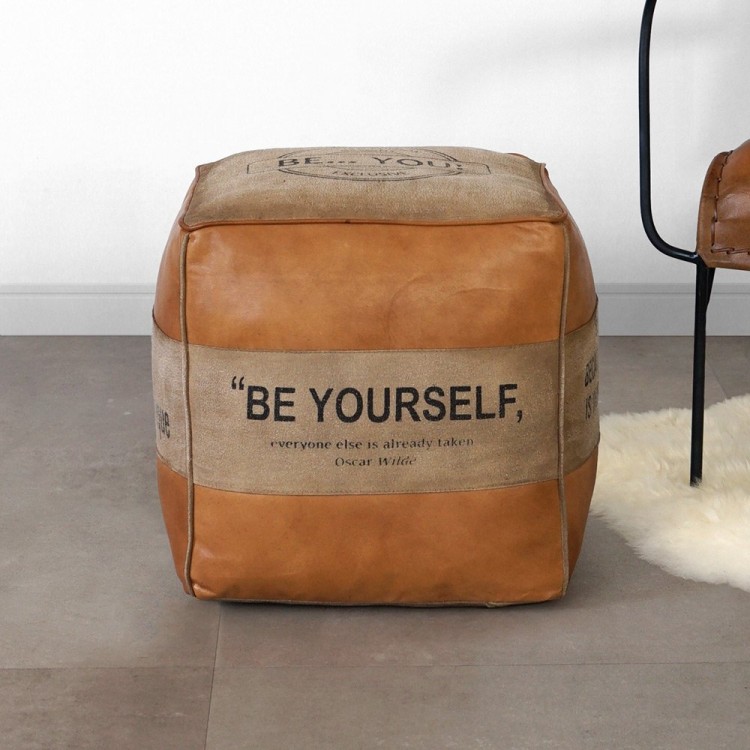 Industrieller Sitzsack aus Leder "Be Yourself