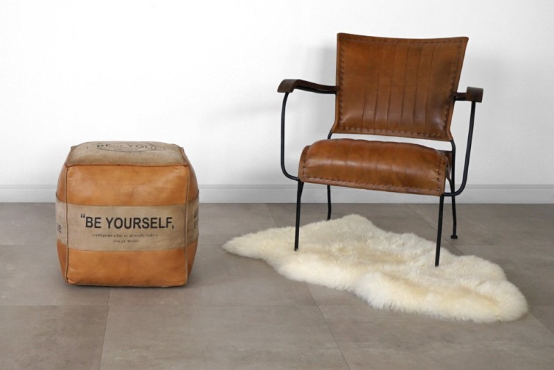 Industrieller Sitzsack aus Leder "Be Yourself