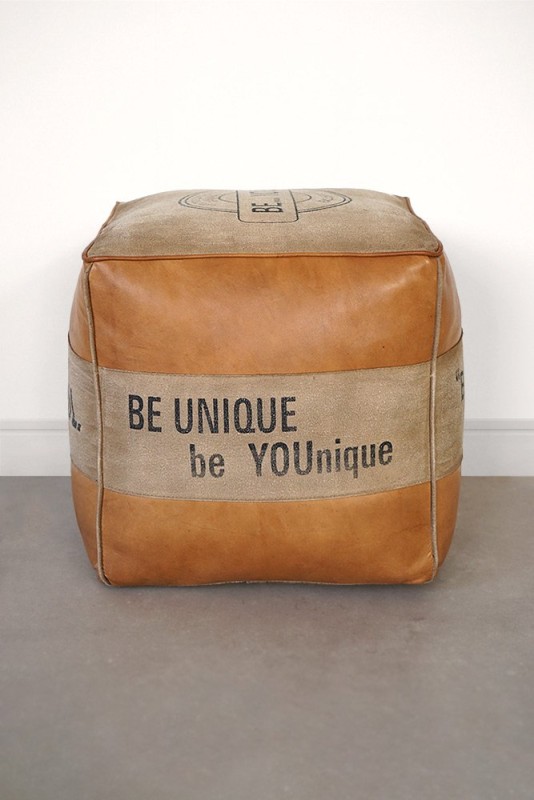 Industrieller Sitzsack aus Leder "Be Yourself