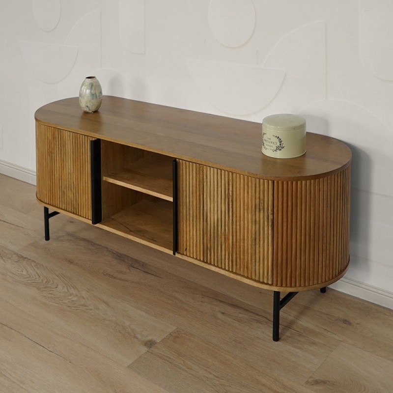 TV-Möbel aus Massivholz und Metall - Thanais