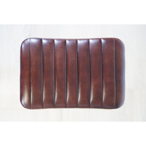 Hoher Hocker aus Naturleder und Metall