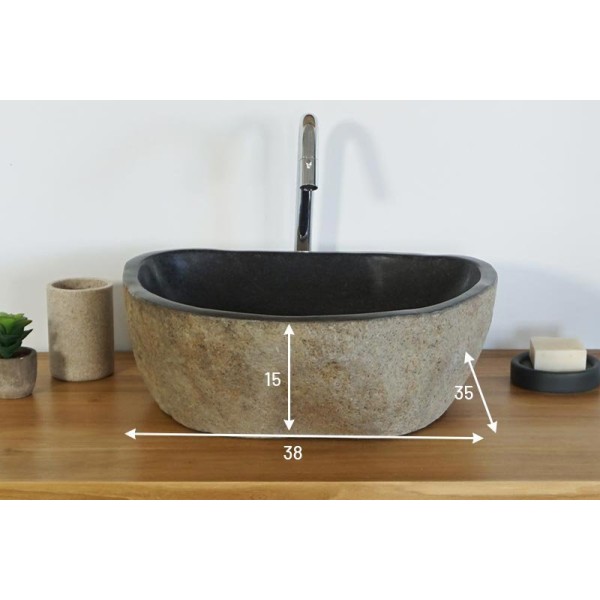 Freistehendes Badezimmerwaschbecken aus Stein - River Stone