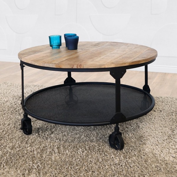 Industrieller Couchtisch Holz Metall Wild West