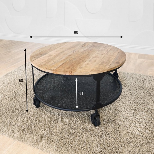 Industrieller Couchtisch Holz Metall Wild West