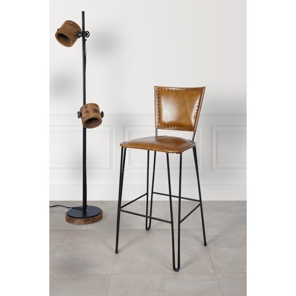 Vintage-Barstuhl aus Metall und Leder SMART
