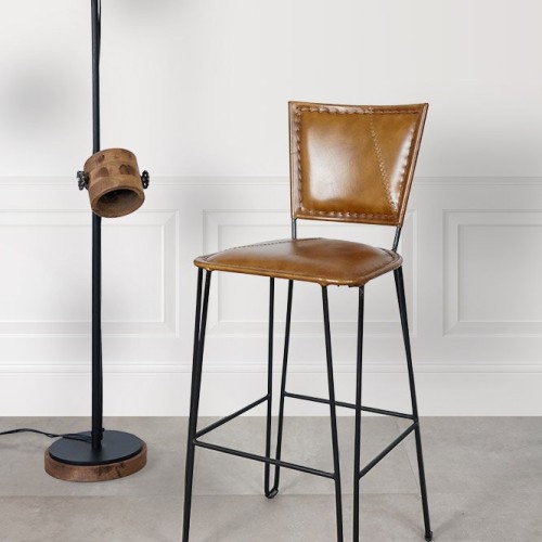 Vintage-Barstuhl aus Metall und Leder SMART