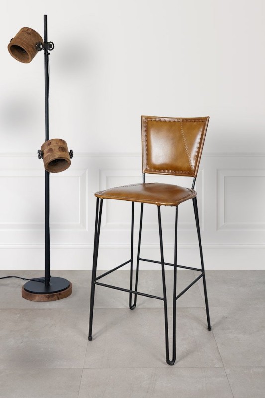 Vintage-Barstuhl aus Metall und Leder - Smart