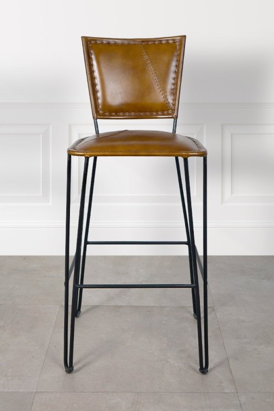 Vintage-Barstuhl aus Metall und Leder - Smart