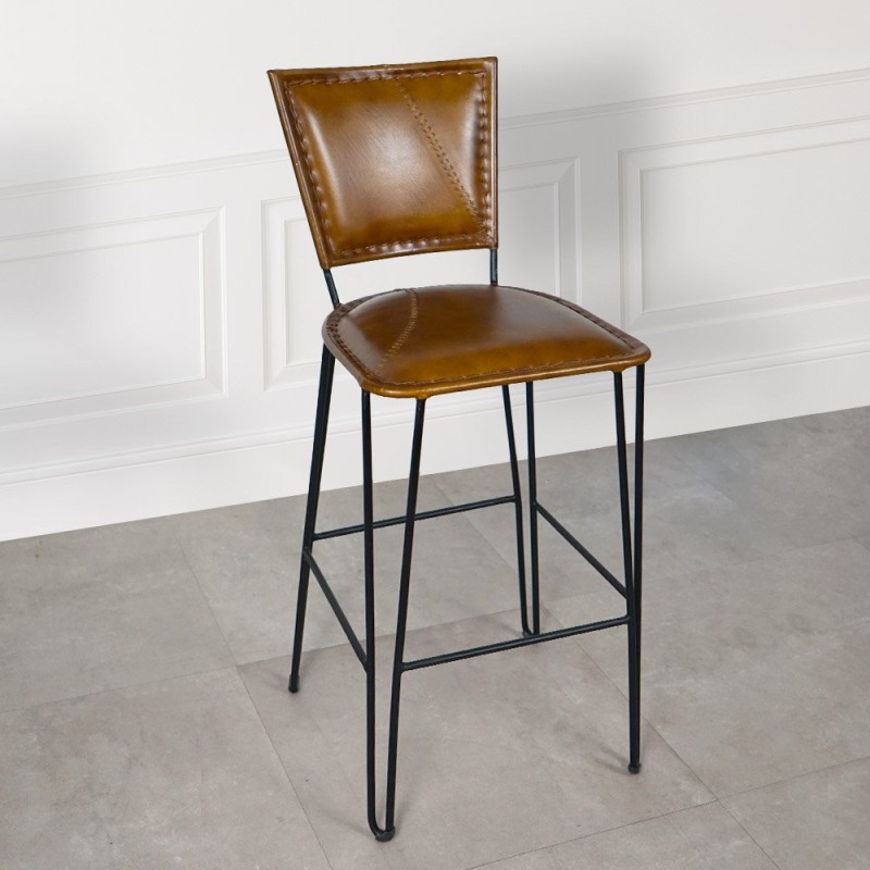 Vintage-Barstuhl aus Metall und Leder - Smart