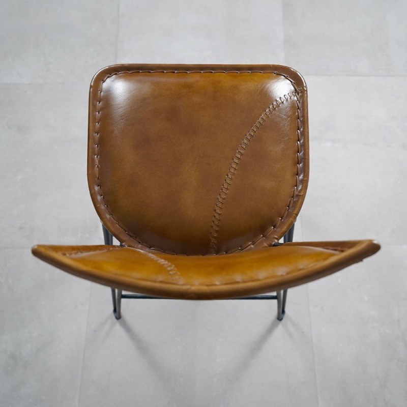 Vintage-Barstuhl aus Metall und Leder - Smart