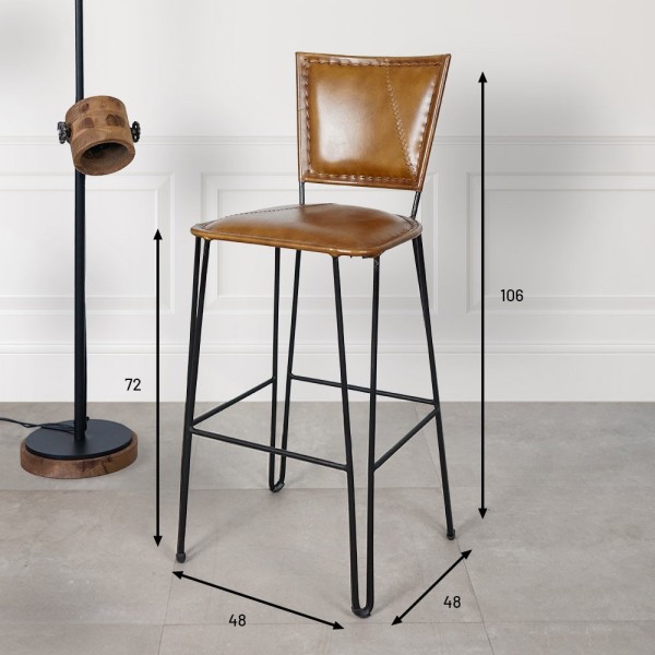 Vintage-Barstuhl aus Metall und Leder SMART