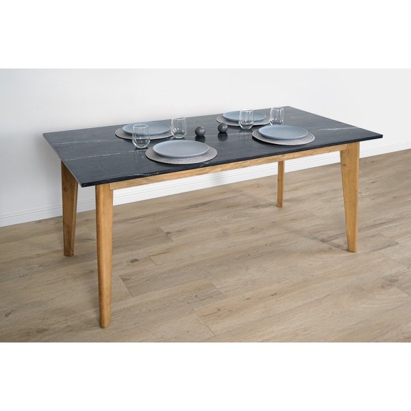 Tisch aus Massivholz mit Marmorplatte - Jade
