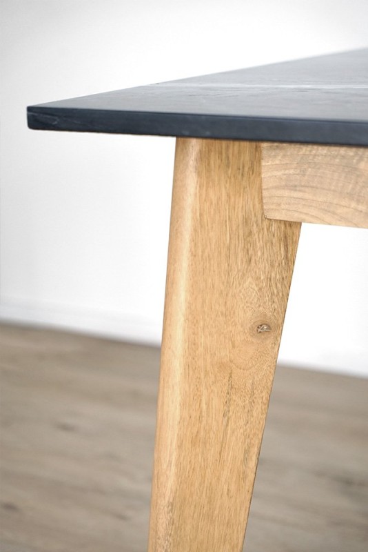 Tisch aus Massivholz mit Marmorplatte - Jade