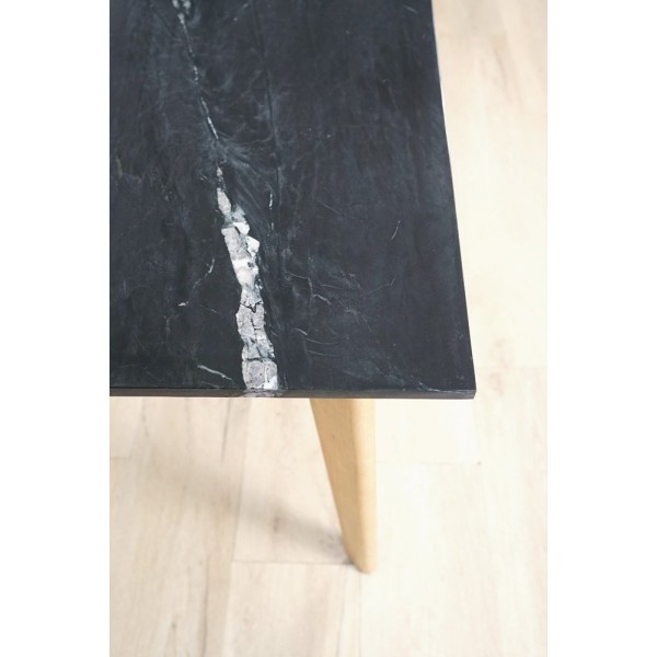 Tisch aus Massivholz mit Marmorplatte - Jade