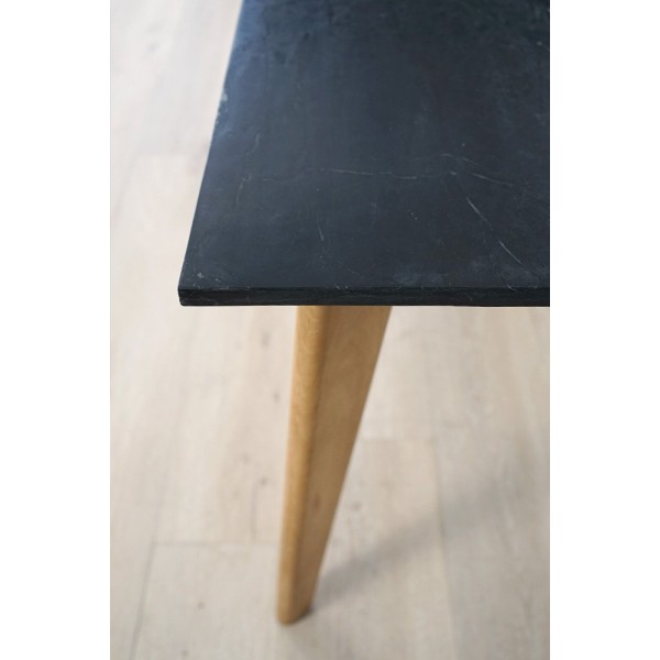 Tisch aus Massivholz mit Marmorplatte - Jade