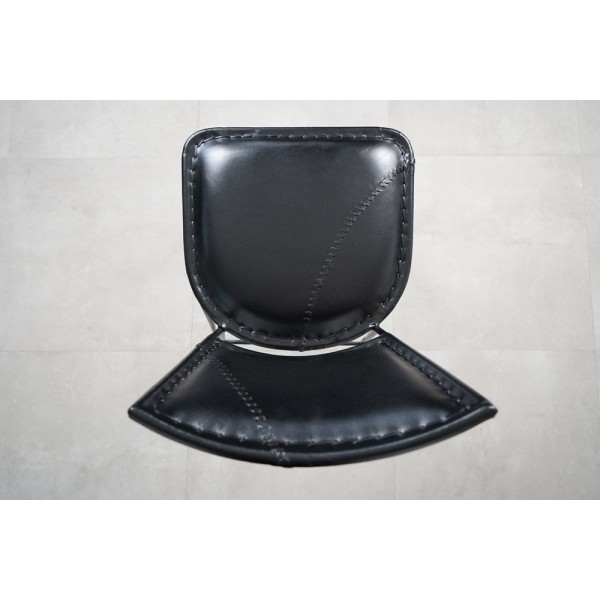 Vintage-Küchenhochstuhl aus Metall und Leder SMART schwarz
