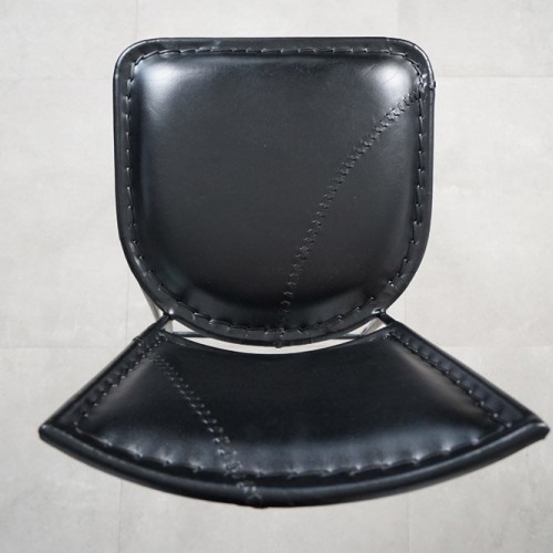 Vintage-Küchenhochstuhl aus Metall und Leder SMART schwarz