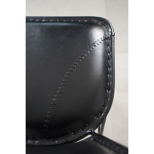 Vintage-Küchenhochstuhl aus Metall und Leder SMART schwarz