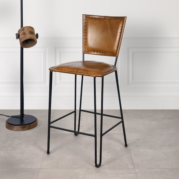 Vintage-Küchenstuhl aus Metall und Leder SMART