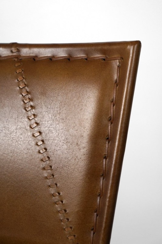Vintage-Küchenhochstuhl aus Metall und Leder - Smart