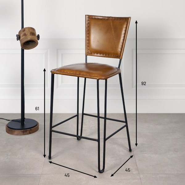 Vintage-Küchenstuhl aus Metall und Leder SMART