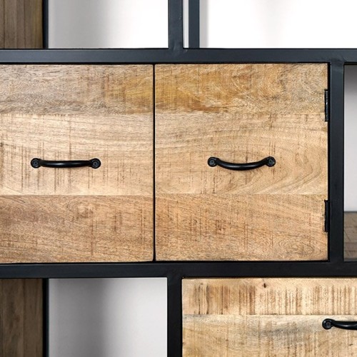 Etagère en métal et bois massif avec 4 tiroirs et 1 armoire