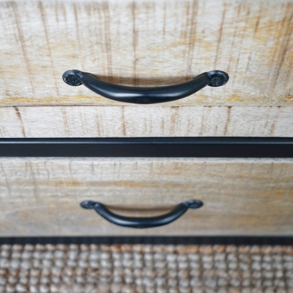 Etagère en métal et bois massif avec 4 tiroirs et 1 armoire