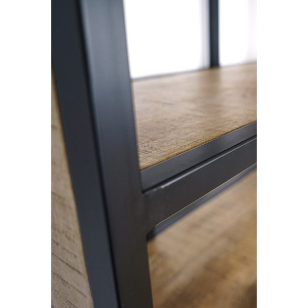 Etagère en métal et bois massif avec 4 tiroirs et 1 armoire