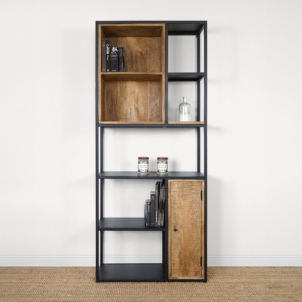 Etagère en métal et bois massif avec 4 niches