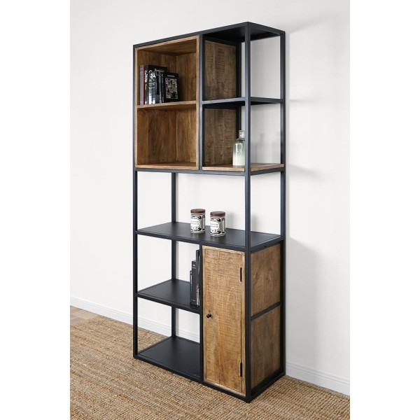 Etagère en métal et bois massif avec 4 niches