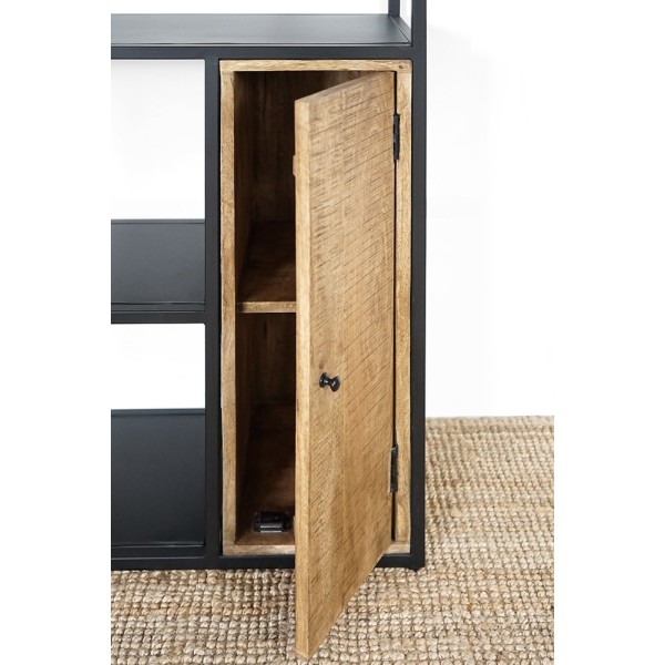 Etagère en métal et bois massif avec 4 niches