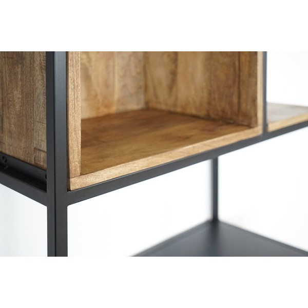Etagère en métal et bois massif avec 4 niches