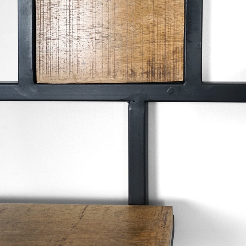 Industrielles rundes Regal aus Metall und Holz