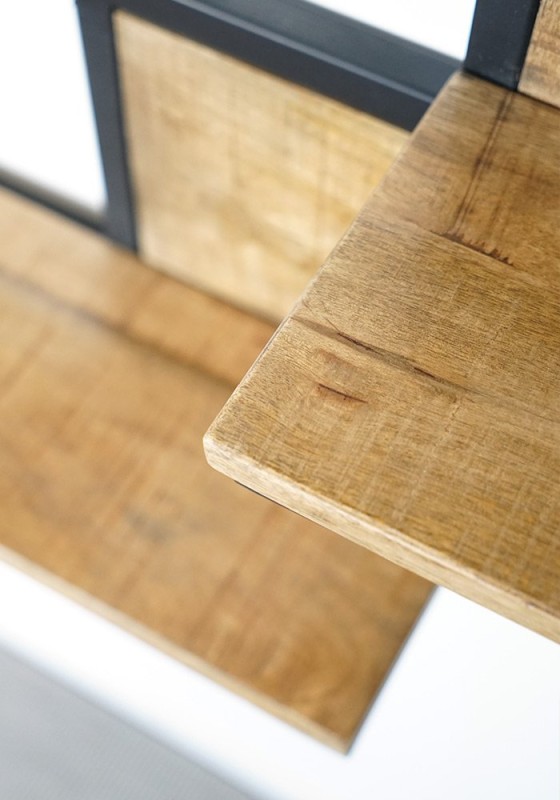 Industrielles rundes Regal aus Metall und Holz