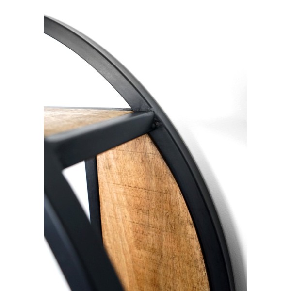 Etagère ronde en métal et bois massif