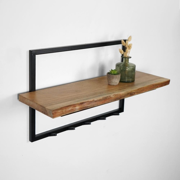 Etagère avec planche en acacia irrégulière