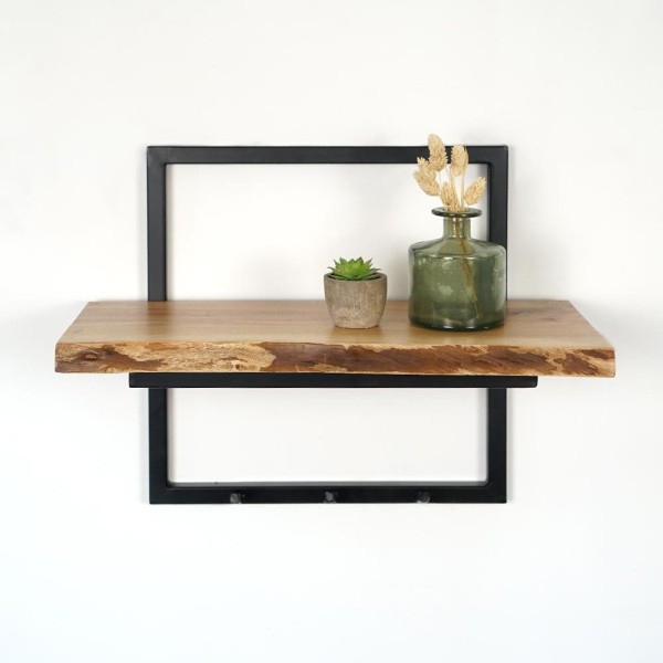 Etagère avec planche en acacia irrégulière