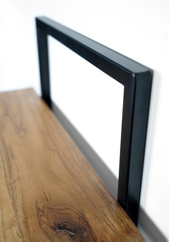 Industrielle Garderobe aus Massivholz und Metall 3 Haken