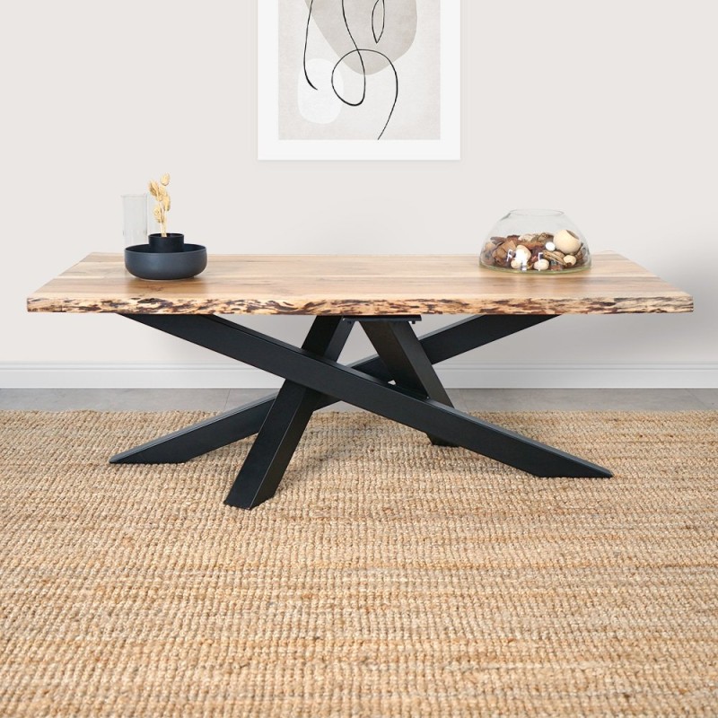 Couchtisch mit Tischplatte aus Massivholz mit natürlicher Kante - Mikado