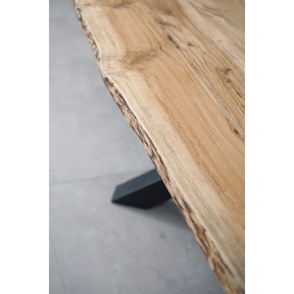 Table basse Mikado avec plateau en bois massif à bord naturel