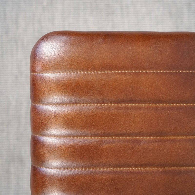 Beistellhocker aus braunem Leder - Scrambler