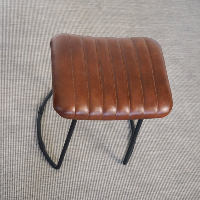 Beistellhocker aus braunem Leder - Scrambler