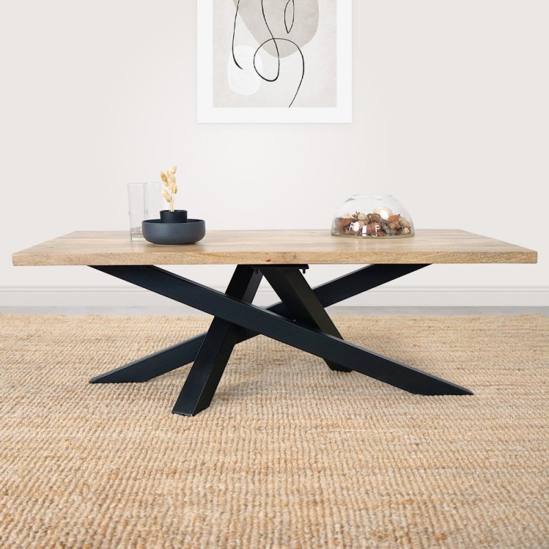 Couchtisch mit rechteckiger Tischplatte aus Massivholz - Mikado
