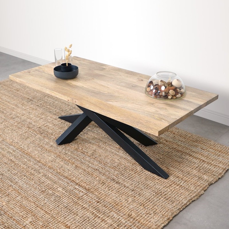 Couchtisch mit rechteckiger Tischplatte aus Massivholz - Mikado