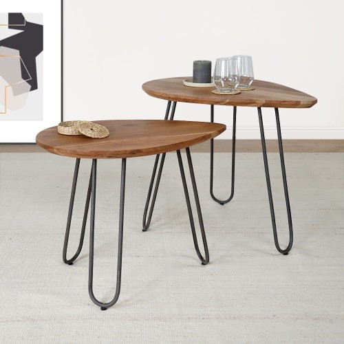 Table basse scandinave gigogne bois métal